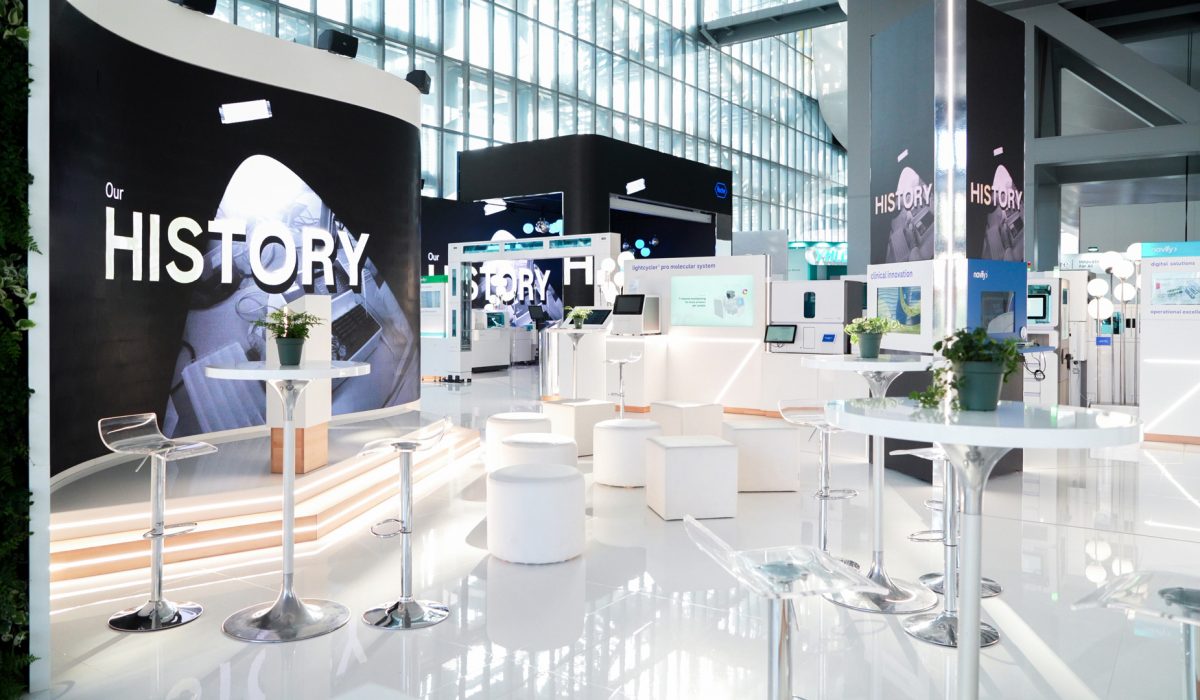 Overview of Roche Diagnostics experiential booth at EML Rome