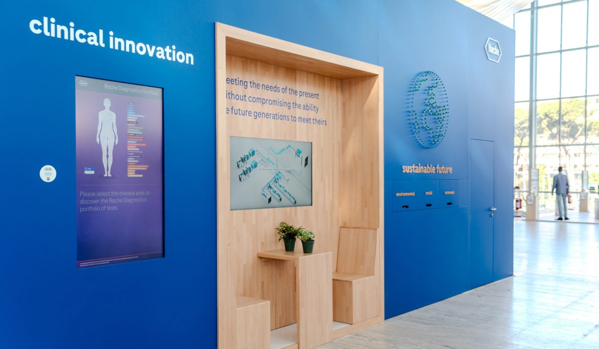 Roche EML Rome booth meeting and interaction area
