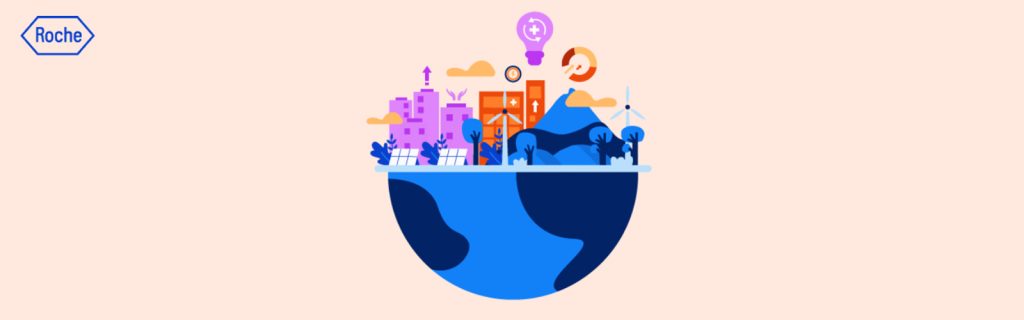Sustainability social media banner with campaign illustration