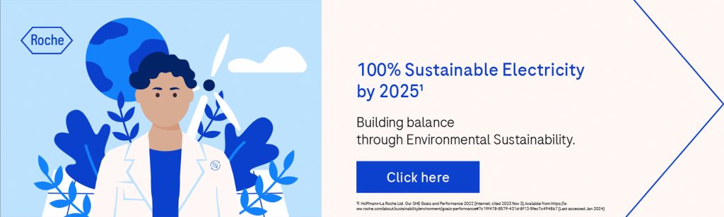 Roche sustainability campaign ad for LinkedIn